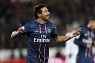 Paris Saint-Germain's forward Ivan Lavezzi celebrates after scoring on February 8, 2013 at the Parc des Princes stadium